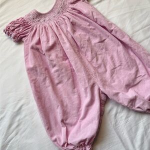 Petit Bebe Pink Smocked Baby Romper